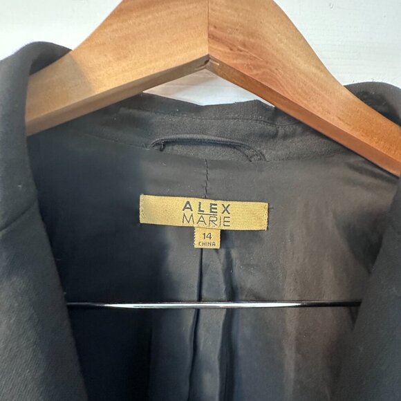 Alex Marie Black Two Button Blazer Suit Jacket Size 14 - Picture 7 of 7